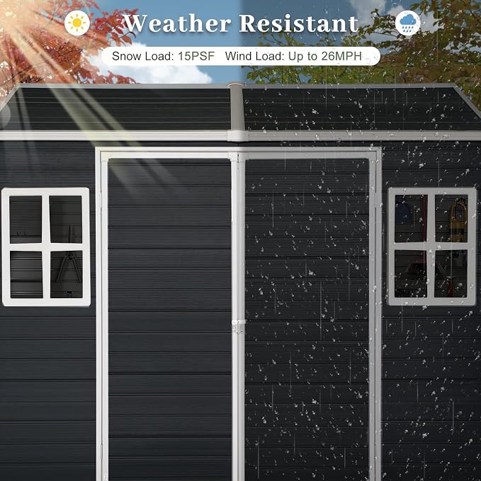 8x4ft Resin Outdoor Storage Shed - Image 6