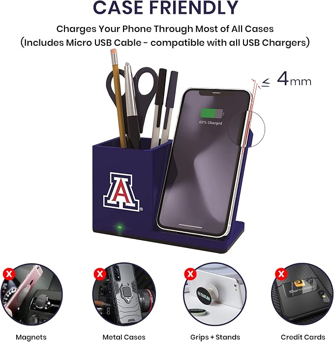 SOAR NCAA Unisex Cell Phone Wireless Charging Stand and Desktop Organizer - Image 4