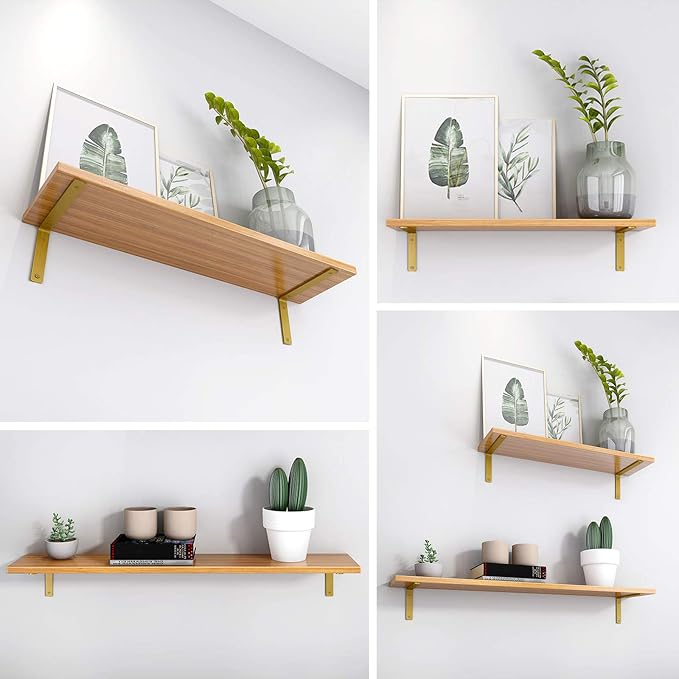 Gold Heavy Duty Shelf Brackets 6 Inch, Rustic Gold Iron L Shelf Bracket - Image 7