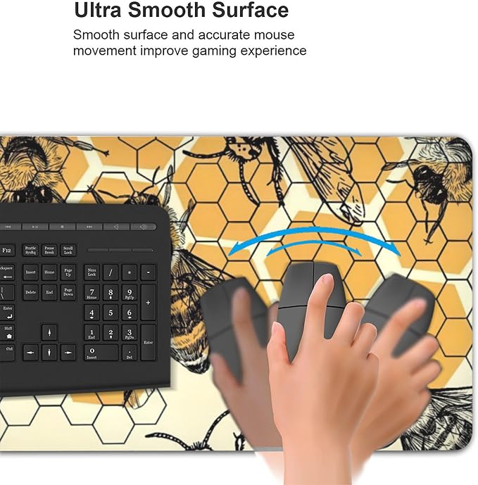 Bee and Honeycomb Large Mouse Pad, Vintage Aesthetic Gaming Desk Mat, XXL - Image 6