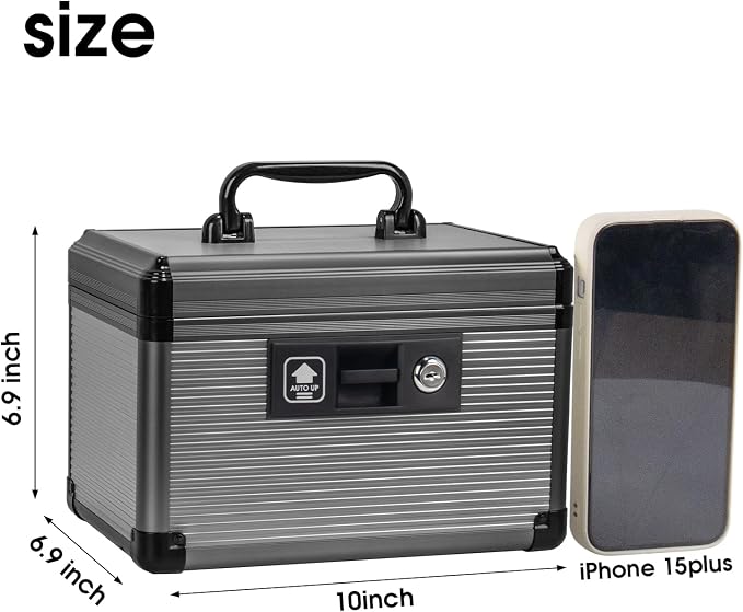 Medicine Lock Box with Key, Alluminum Alloy Box - Image 2