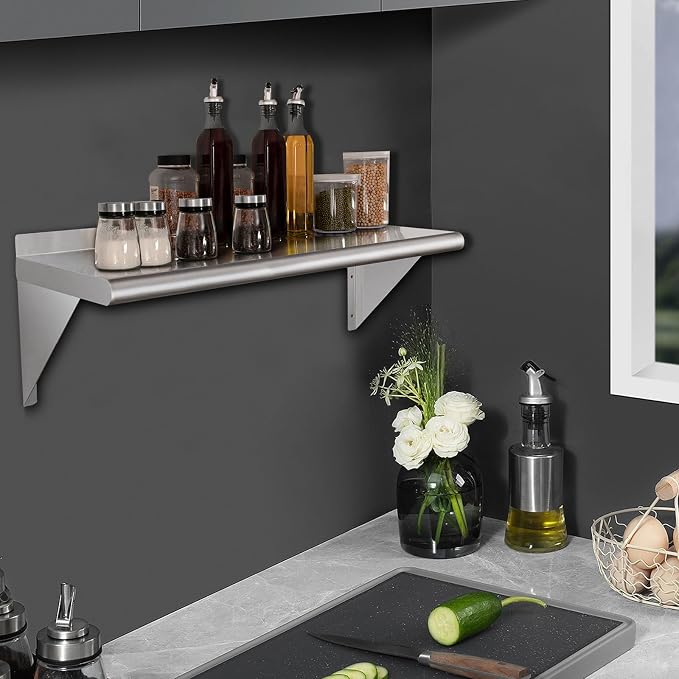 HARDURA Stainless Steel Shelf 12" x 48", 250lb Commercial Shelves Wall Mount - Image 7