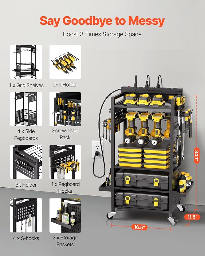 VEVOR 5-Tier Tool Organizer Cart - Image 3