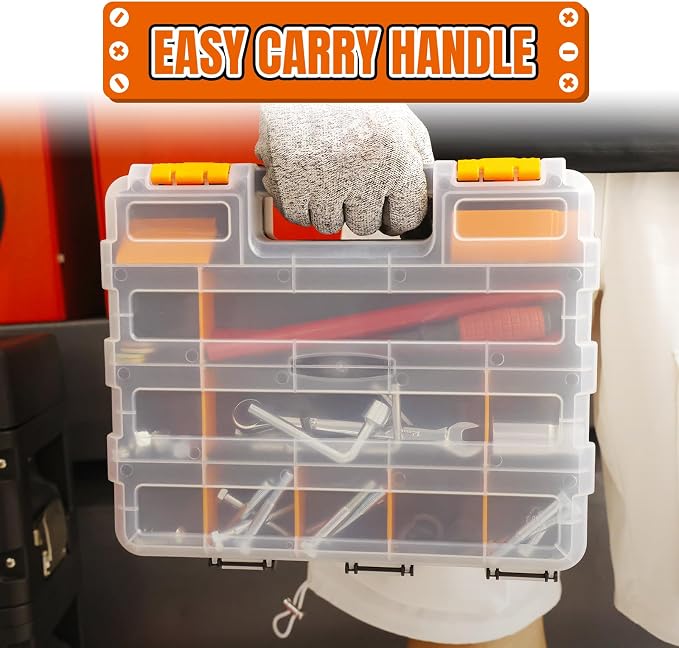 Generic Tool Box with Transparent Lid, Double Side 34-Compartments Organizer - Image 7