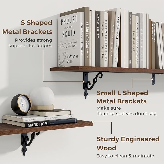 RICHFOCUS Floating Shelves for Wall Decor, 55.1W x 8D Shelves Set of 2 - Image 4