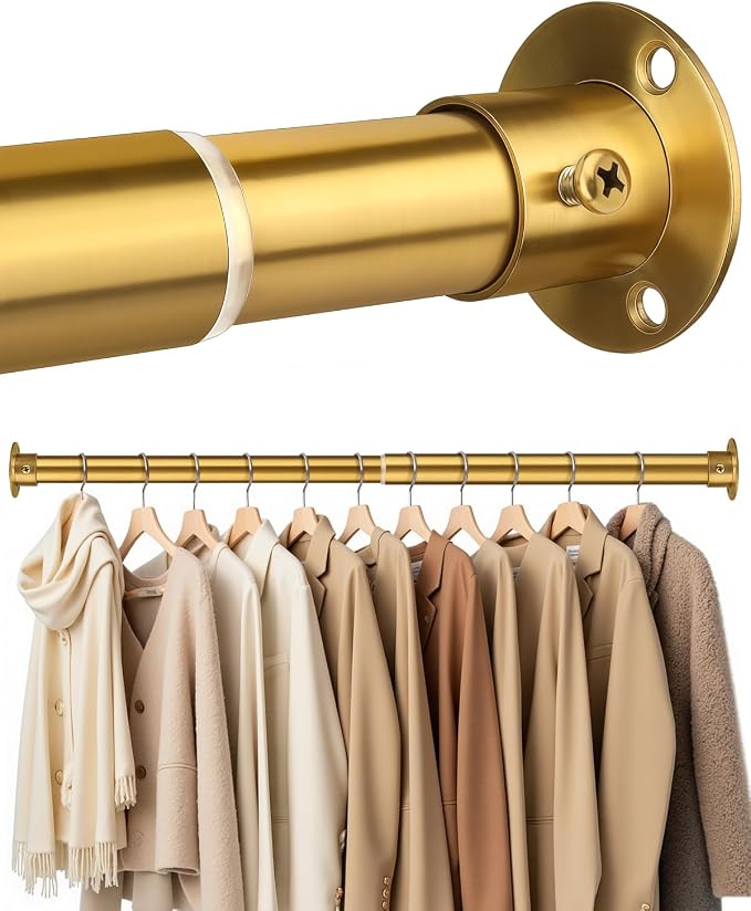 Closet Rods for Hanging Clothes, 17-52 Inch Heavy Duty and Stepless Adjustable by CTSZOOM