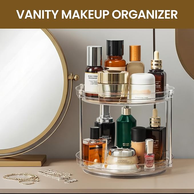 2 Tier Non-Skid Acrylic Lazy Susan Turntable Organizer - Image 5