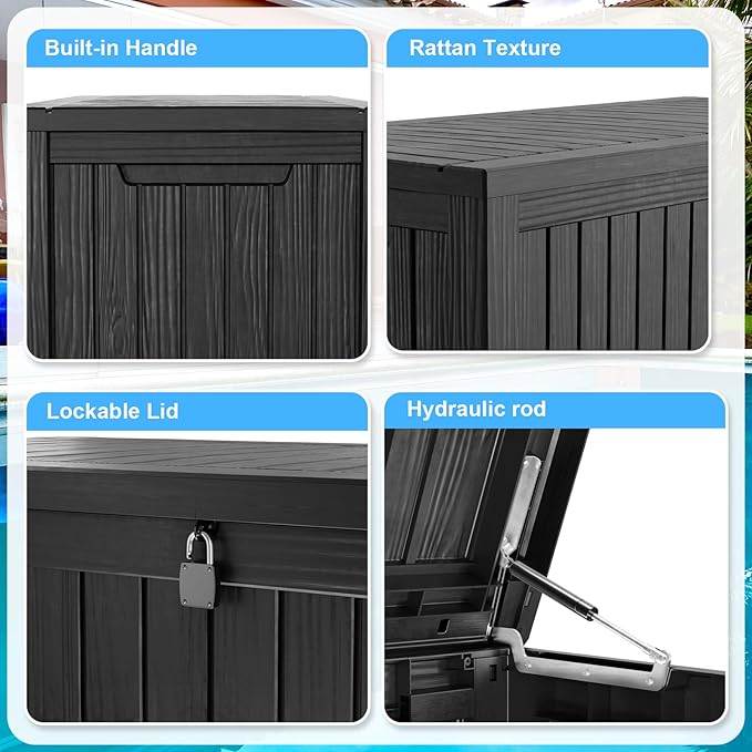 200 Gallon Outdoor Deck Box, Storage Lockable Waterproof Patio Furniture - Image 4