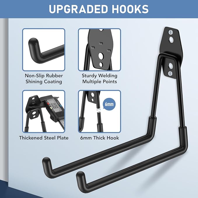 Garage Hooks with Anti-Slip Coating, Heavy Duty Wall Mount Storage Hooks - Image 4