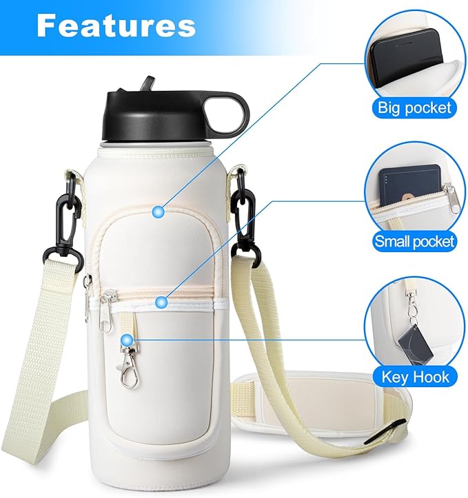 Water Bottle Holder with Strap for Hydroflask 32oz 40oz, Carrier Sling Bag with - Image 3