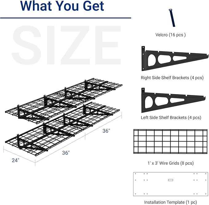 FLEXIMOUNTS 2-Pack 2x6ft Garage Shelving 24-inch-by-72-inch Wall Shelf Garage - Image 2