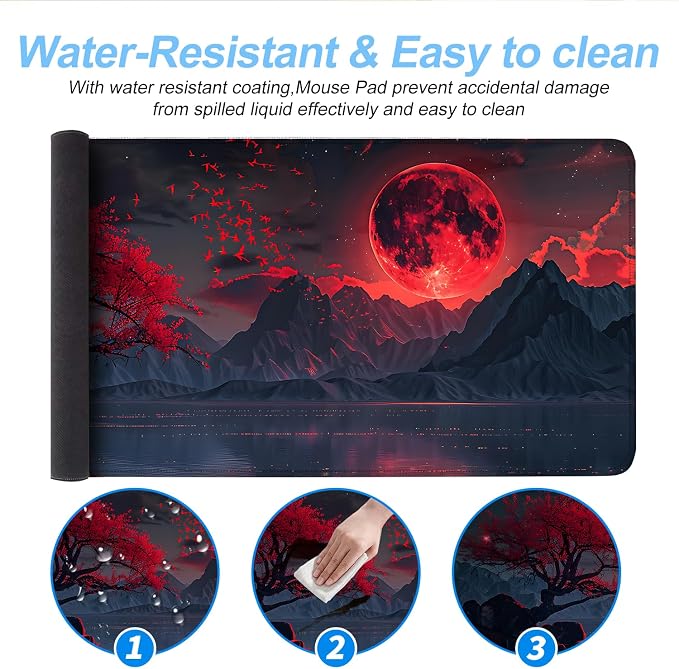 Red Moon Mouse Pad XXL – Large Gaming Desk Mat - Image 7
