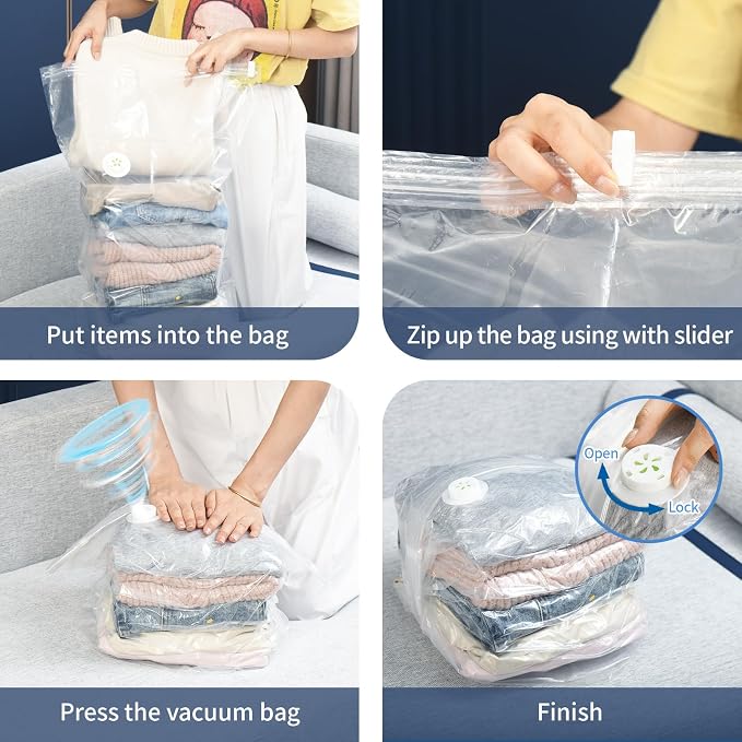 Vacuum Storage Bags, 10 Pack Jumbo Cube Bag, 80% Space Saver Extra Large Vacuum - Image 2