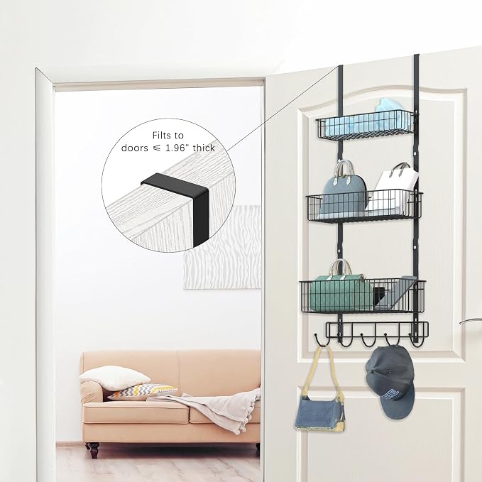CADUKE Black Over The Door Organizer Over The Door Hooks - Image 5
