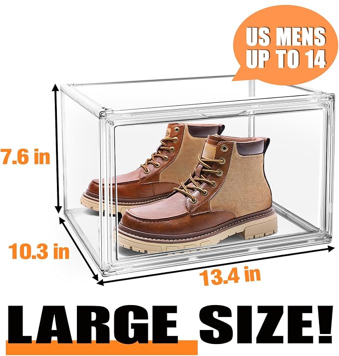 10 Pack Clear Shoe Storage Boxes Size 12 Stackable Sneaker Organizer Acrylic - Image 6