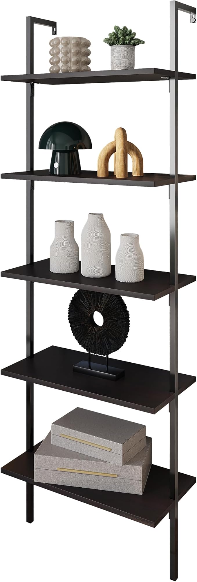 happimess MSH1001A Madera 72.05" Classic Industrial 5-Shelf Wood Wall-Mounted by Happimess