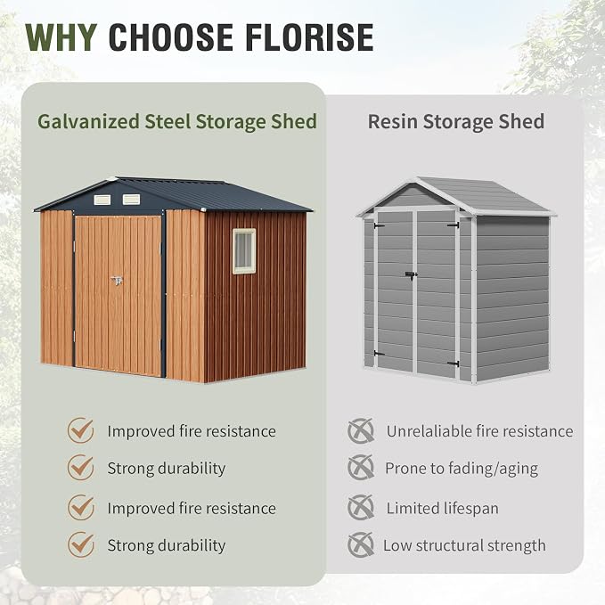 8x6 Ft Outdoor Metal Shed, Storage Garden Shed - Image 6