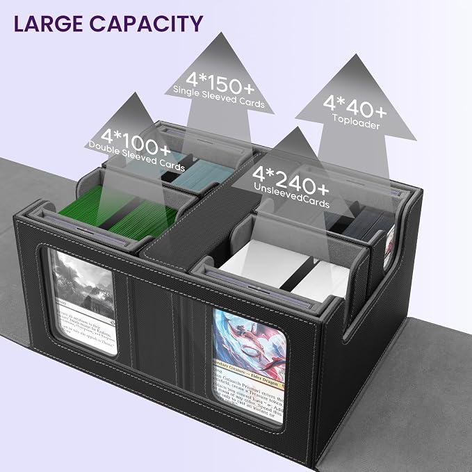 Trading Card Storage Box with Commander Display, Holds 400+ Double-Sleeved Cards - Image 3
