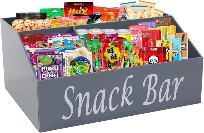 Snack Organizer for Countertop, 4 Compartments Acrylic Snack Organizer by Xbopetda