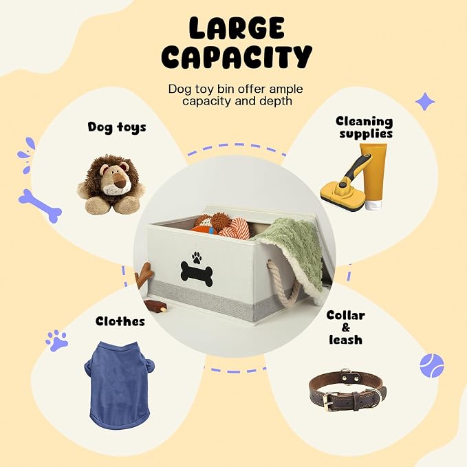 Dog Toy Basket with Lid, Dog Basket - Image 2