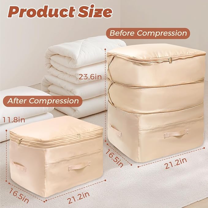 Ultra Space Saving Self Compression Organizers, 4 Pack Double Zipper - Image 5