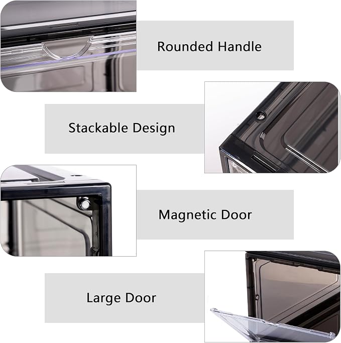 Attelite 8 Pack Shoe Boxes Clear Plastic Stackable, Upgrade Large Shoe Storage - Image 3