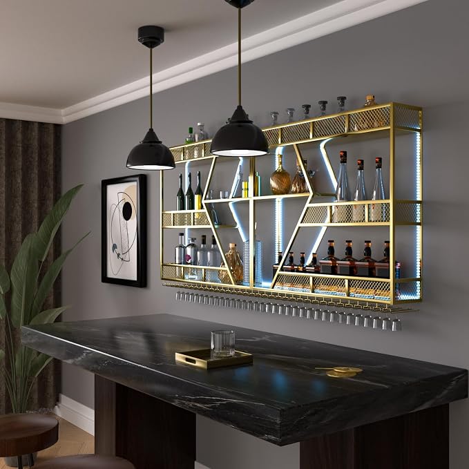94.48in Metal Wine Rack Wall Mounted, Modern Wine Storage Rack Wall Mounted - Image 6
