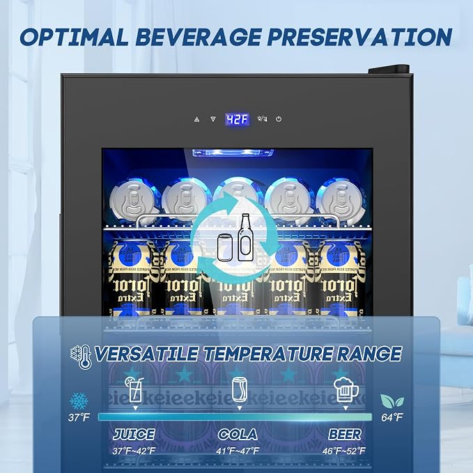 17Inch Beverage Refrigerator and Cooler Freestanding, 96 Cans Mini Fridge - Image 3