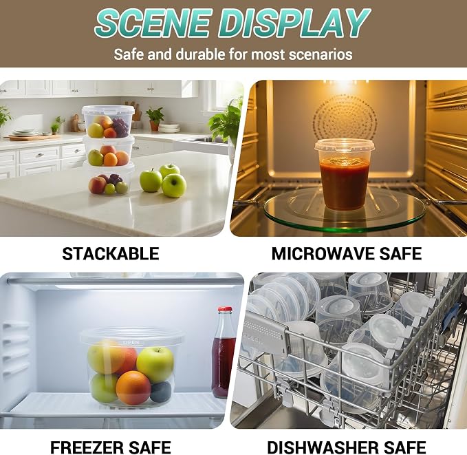 Food Storage Containers, 26 Pack 18 oz Freezer Storage Containers - Image 5