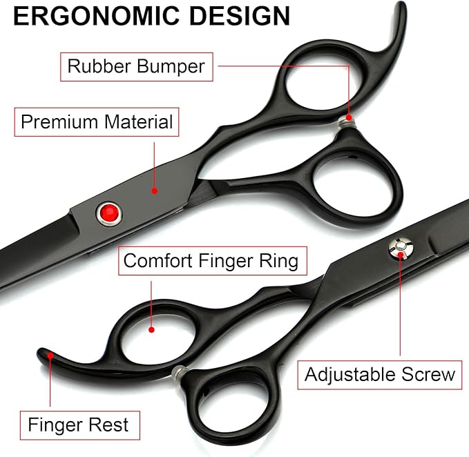 Professional Dog Grooming Scissors kit Black 5 in 1, Dog Shears - Image 5