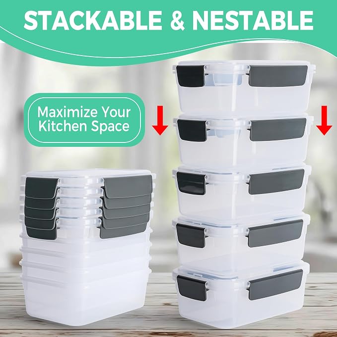 YORY 5 cup Plastic Food Storage Containers - Image 2