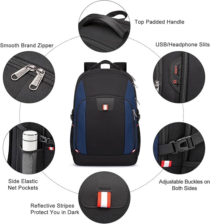 Della Gao Travel Laptop Backpack, 18.4 inch Extra Large Backpack - Image 4