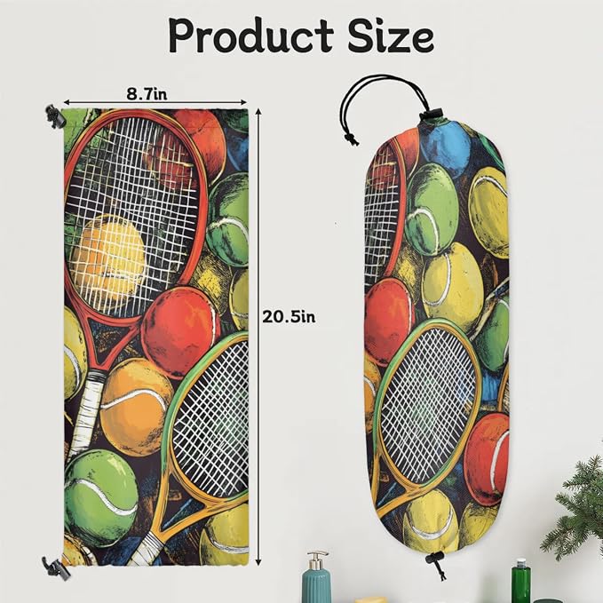 Sport Tennis Plastic Bag Holder 2 Pcs Grocery Bag Organizer Reusable Trash Bags - Image 2