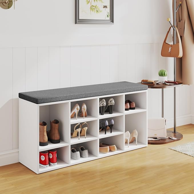 PayLessHere Shoe Bench Storage Bench 10 Compartments Shoe Organizer - Image 2