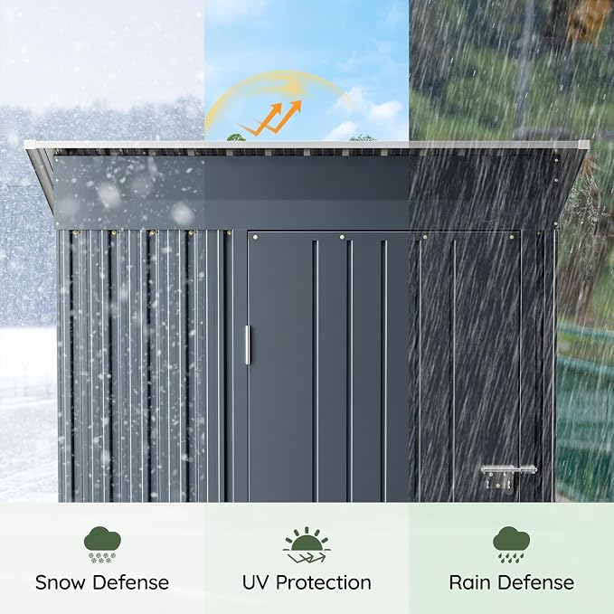 3x5 FT Outdoor Metal Storage Shed, Single Door, 1 Clear Window, Tool Shed - Image 6