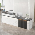 Receptionist Desk with LED Light，Wooden Salon Checkout Counter with Storage by Unknown