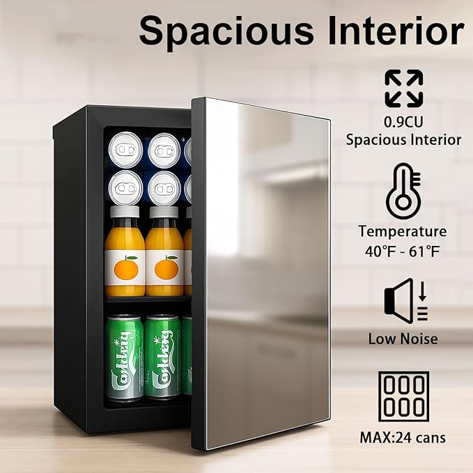 0.95 Cu.Ft Mini Refrigerator and Beauty Fridge, 24 Cans Mini Fridge - Image 5