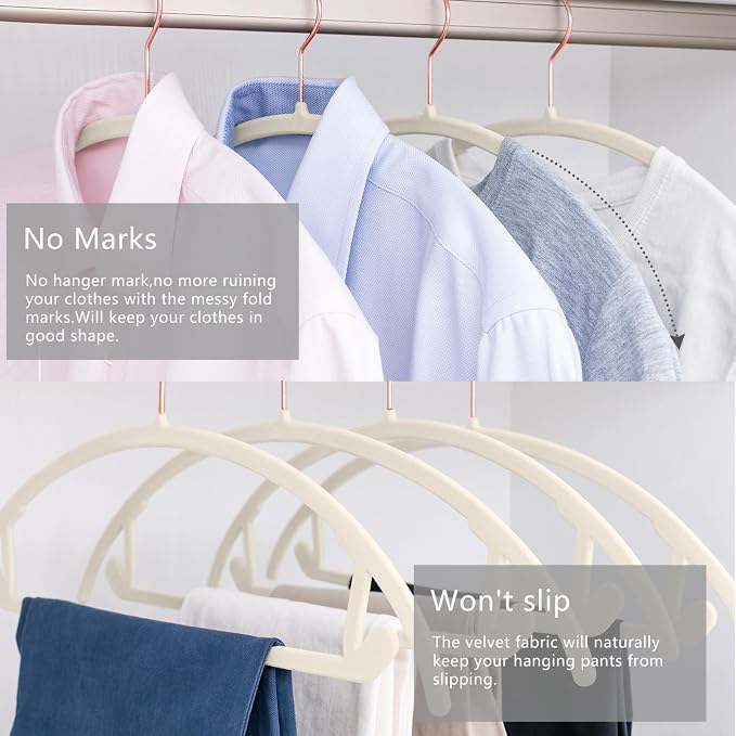 MIZGI Premium Velvet Hangers 60 Pack Heavyduty- Non Slip No Shoulder Bump Suit - Image 4