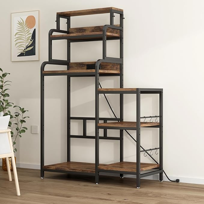 7-Tier Kitchen Storage Rack, Mini Fridge and Microwave Stand - Image 9