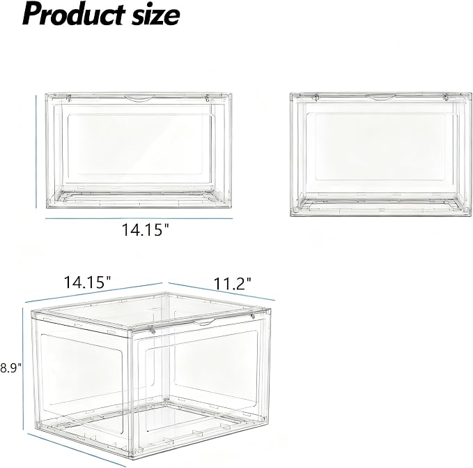 12 Packs Plastic Sneaker Storage Shoe Containers, Stackable Shoe Organizer - Image 2