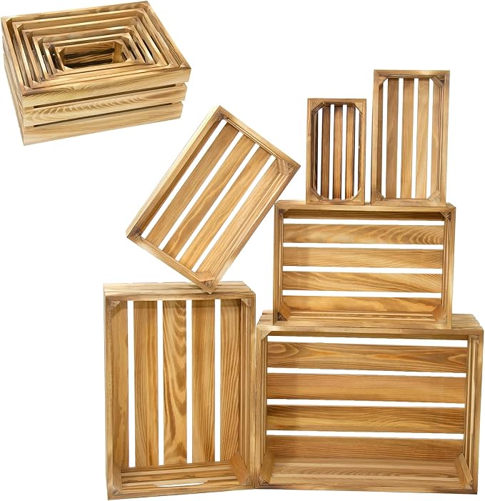 Extra Large 6 Pcs Decorative Wood Crates - Image 8