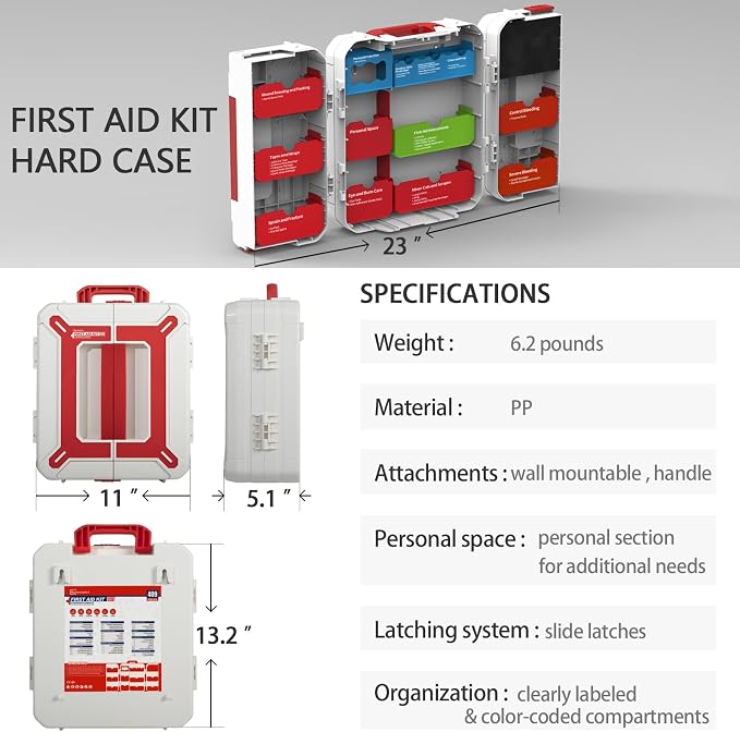 Large First Aid Kit for Business- Plastic Wall Mounted First Aid Box, Hard Case - Image 2