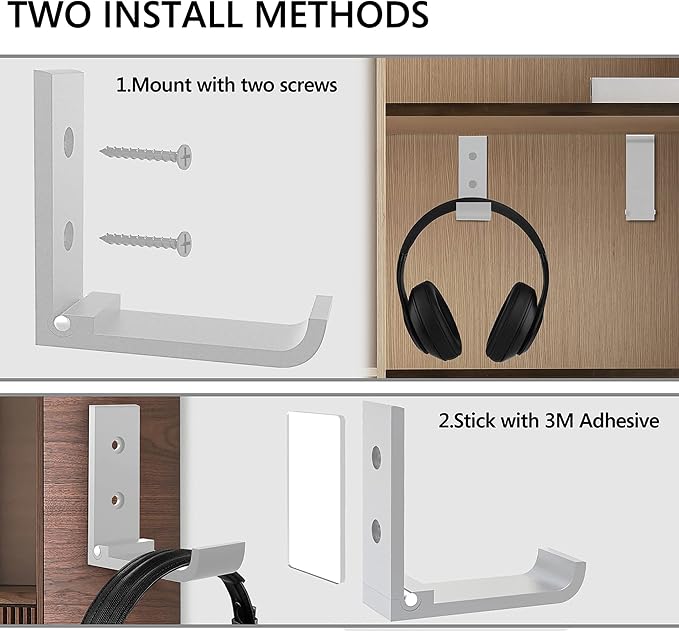 Geekria Foldable Wall Mount Headphones Holder, Headset Wall Hanger, Aluminum - Image 4