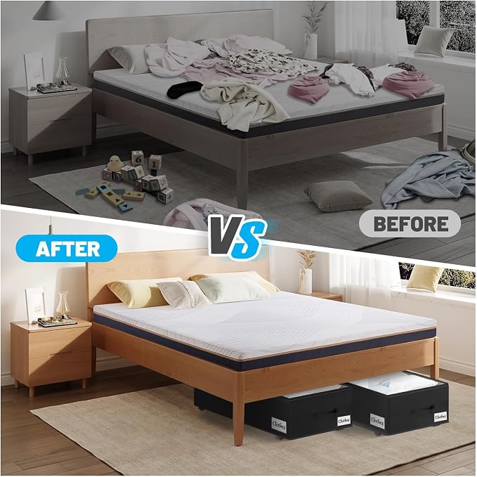 2 Pack Under Bed Storage with Wheels 10" Height, Rolling Storage Bins XXL 60L - Image 8