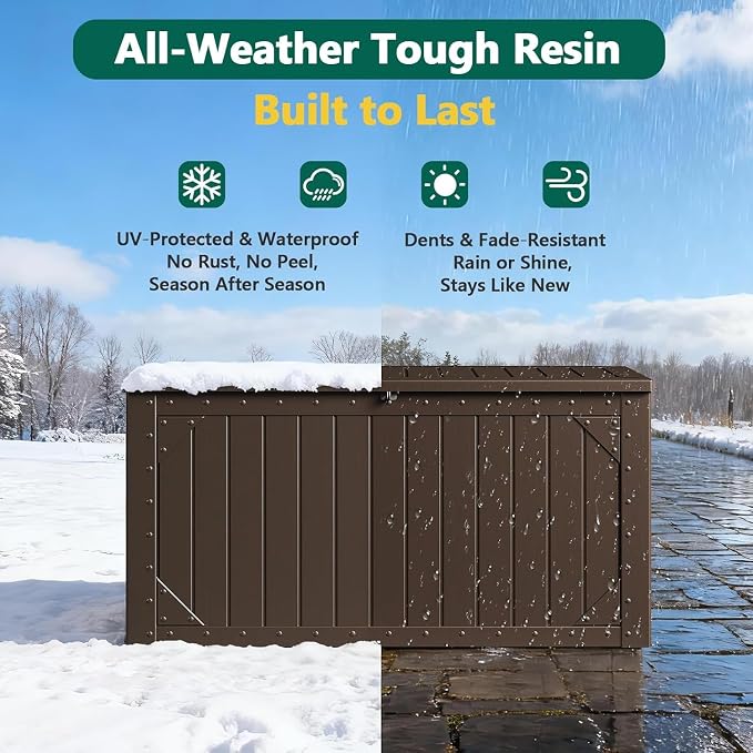 100 Gallon Outdoor Storage Box, Weatherproof Deck Box - Image 3