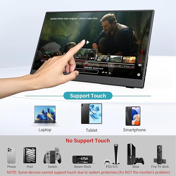 InnoView Portable Monitor Touchscreen 15.6" 1080P 10-Point Touch Screen - Image 2