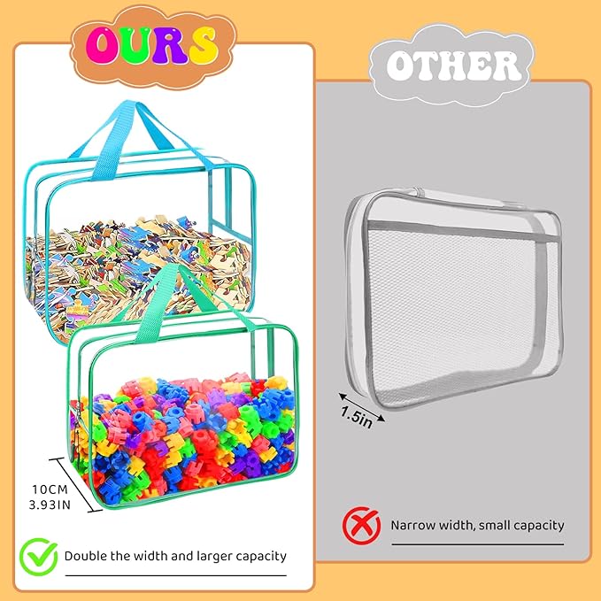 8 Packs 8 Colors Large Toy Storage Bags, Reusable Clear PVC Board Game Storage - Image 4