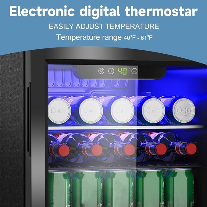 Beverage Refrigerator Cooler, 95 Can Mini Fridge Glass Door - Image 4