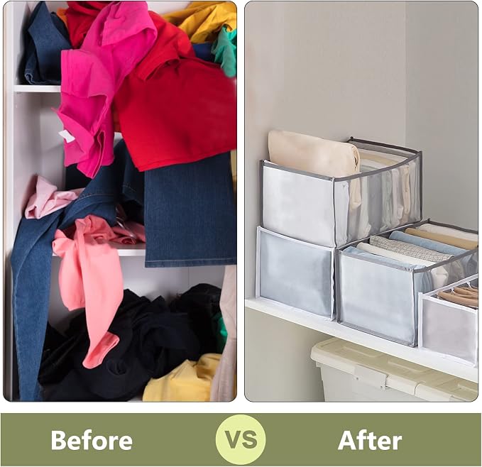 TOOVREN Wardrobe Clothes Organizer, 7 Grids, Drawer Organizers - Image 4