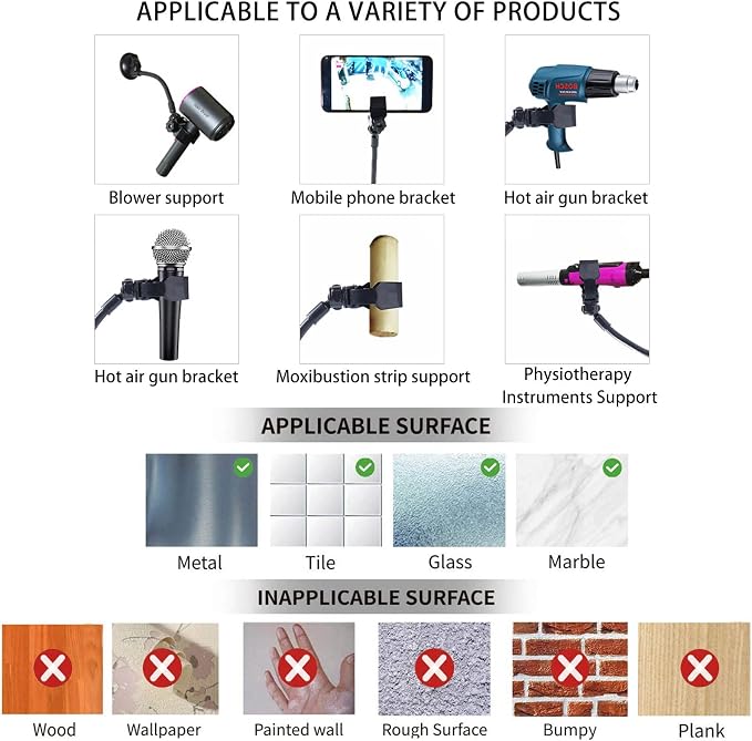 LUEXBOX Adjustable Hair Dryer Holder Stand, 360 Degree Rotation Blow Dryer - Image 5